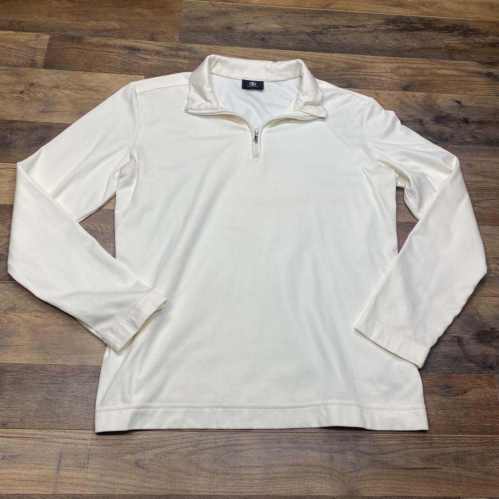 Bogner Quarter Zip Pullover Womens M Cream Long Sleeve Logo Athletic Golf Top